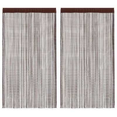 vidaXL Šnúrkový záves, 2 ks, 100x250 cm, hnedý
