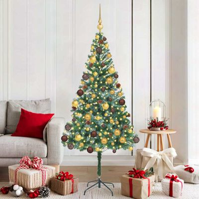 vidaXL Umelý vianočný stromček s 300 LED-i Zelená 180 cm PVC a oceľ