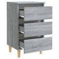 vidaXL Nočné stolíky nohy z masívneho dreva 2ks sivý sonoma 40x35x69cm