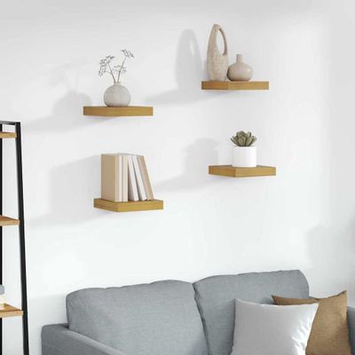 vidaXL Stenná polica 4 pcs Béžová 23 x 23,5 x 4 cm Kompozitné drevo