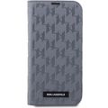 Puzdro Karl Lagerfeld pre iPhone 14 6,1" KLBKP14SSAKLHPG strieborná BT Saffiano Mono