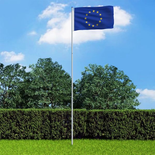 vidaXL Európska vlajka a stĺp 6 m hliníková