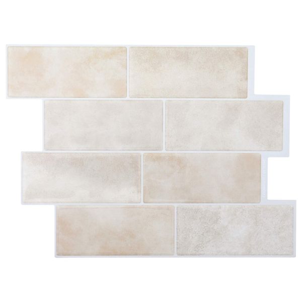 vidaXL Subway dlažba 50 pcs Béžový mramor 29 x 21 cm Polyuretán a PET