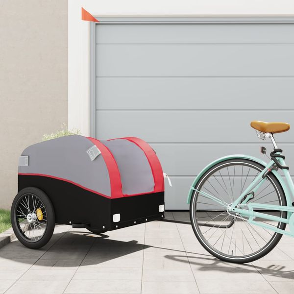 vidaXL Vozík za bicykel, čierno červený 45 kg, železo