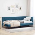 vidaXL Rohový rám postele s čelnou doskou Modrá 100 cm x 200 cm Zamat