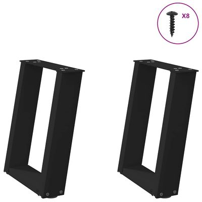 vidaXL Nohy konferenčného stolíka v tvare U, 2 ks, čierne, 28 x (42-43) cm, oceľové