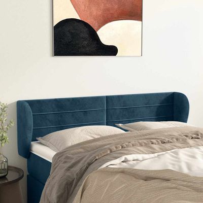 vidaXL Čelo postele so záhybmi tmavomodrá 147x23x78/88 cm zamat