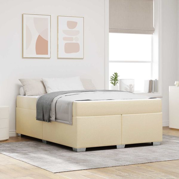vidaXL Rám postele s matracmi Krémová 160 x 200 cm látka
