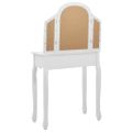 vidaXL Toaletný stolík so stoličkou biely 65x36x128 cm drevo paulovnie MDF