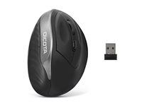 Myš - ergonomická - pravák - 5 tlačidiel - bezdrôtová - bezdrôtový prijímač USB - čierna