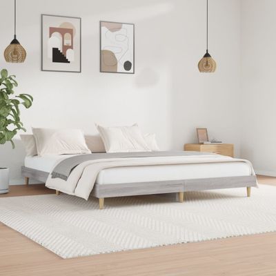 vidaXL Posteľný rám sivý dub sonoma 200x200 cm kompozitné drevo