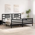 vidaXL Posteľný rám s čelom čierny 200x200 cm masívne drevo