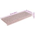 vidaXL Schodové rohože 15 ks 65x21x4 cm svetloružové s obdĺžnikovým okrajom