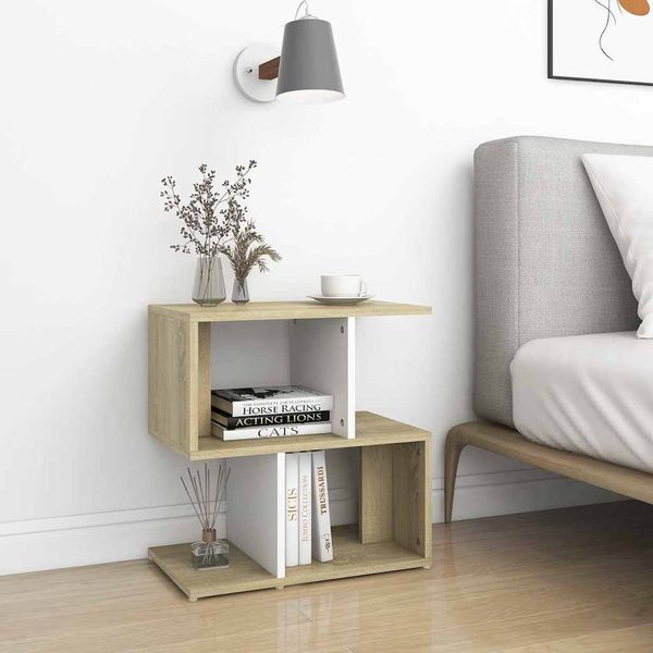 vidaXL Nočné stolíky 2 ks, biela+sonoma 50x30x51,5cm, kompozitné drevo