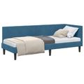 vidaXL Rohový rám postele s čelnou doskou Modrá 80 cm x 200 cm Zamat