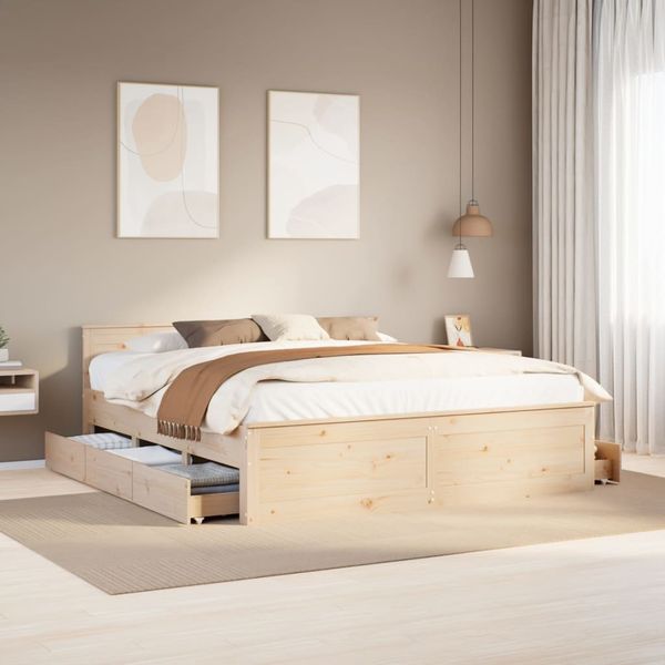 vidaXL Posteľ bez matraca so čelom 200x200 cm borovica