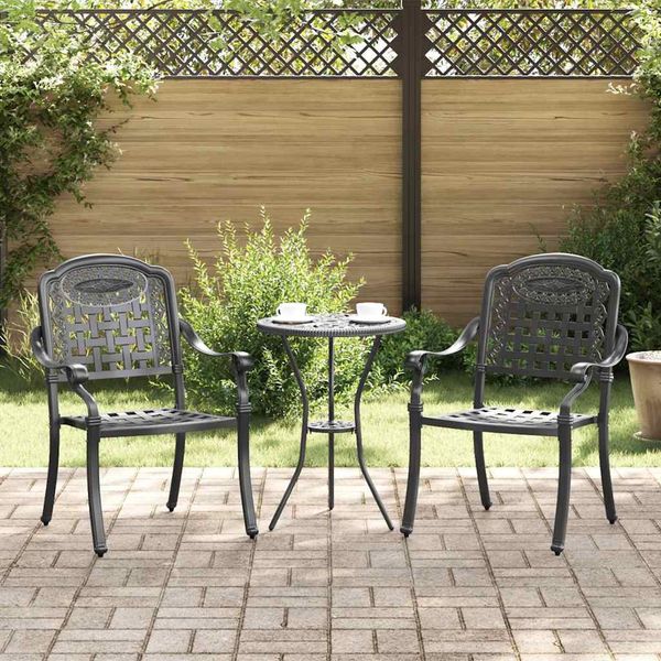 vidaXL Záhradná stolička 2 pcs Čierna 55 x 56,5 x 91cm Hliník
