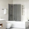 vidaXL Zábrana sprchy Čierna 130 x 138 cm ESG sklo a hliník