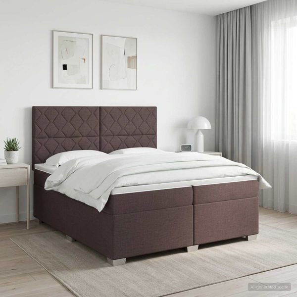 vidaXL Posteľ boxspring s matracom Tmavohnedá 200 x 200 cm Látka