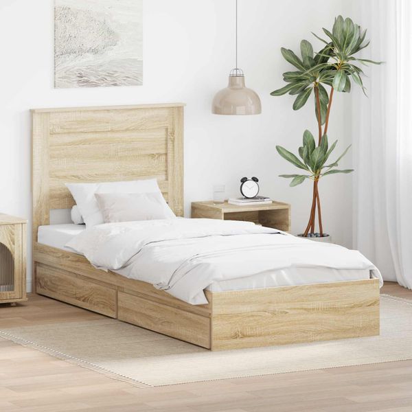 vidaXL Úložná posteľ Sonoma dub 75 x 190 cm Kompozitné drevo