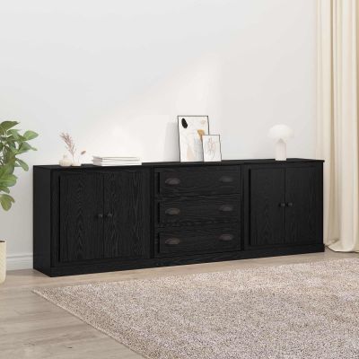 vidaXL Komody 3 pcs Čierny dub 210 x 35,5 x 67,5 cm Kompozitné drevo