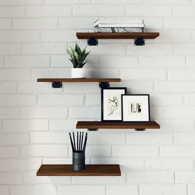 vidaXL Nástenné police 4 ks hnedý dub 40x20x1,5 cm kompozitné drevo