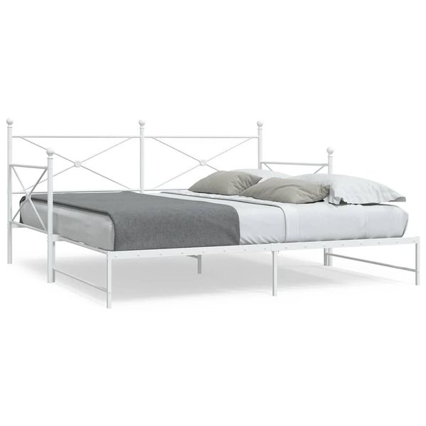 vidaXL Váľanda s kolieskom bez matraca Biela 107x203 cm Oceľ