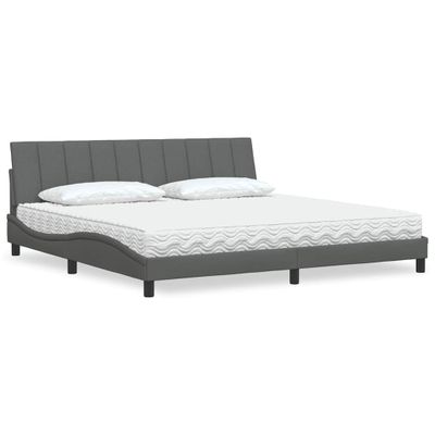 vidaXL Posteľ s matracom Hanko tmavosivá 200x200 cm látka