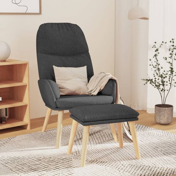 vidaXL Relaxačné kreslo s podnožkou tmavosivé látka