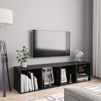 vidaXL Knižnica/TV skrinka, čierna 143x30x36 cm