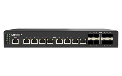 QNAP riadený priemyselný switch QSW-IM3216-8S8T: 16x 10G porty (8x 10Gb SFP+ a 8x 10Gb RJ-45)
