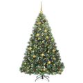 vidaXL Umelý vianočný stromček s 300 LED-i Zelená 180 cm PE a PVC