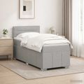 vidaXL Posteľ boxspring s matracom Svetlosivá 90 x 200 cm Látka