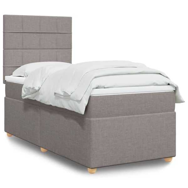 vidaXL Boxspring posteľ s matracom sivohnedý 100x200 cm látka