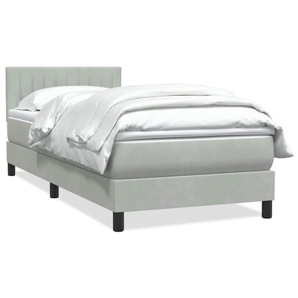 vidaXL Posteľný rám boxsping s matracom bledosivý 80x220 cm zamat