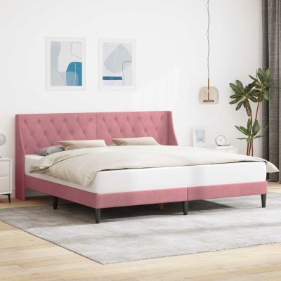 vidaXL Rám postele s čelnou doskou Ružová 180 x 200 cm Zamat