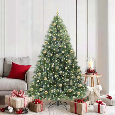 vidaXL Umelý vianočný stromček s 300 LED-i Zelená 180 cm PE a PVC