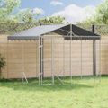 vidaXL Vonkajší koterec pre psov so strechou strieborný 3x3x2,5 m oceľ