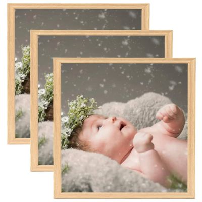 vidaXL Fotorámiky na stenu, koláž 3 ks, bledý dub 50x50 cm