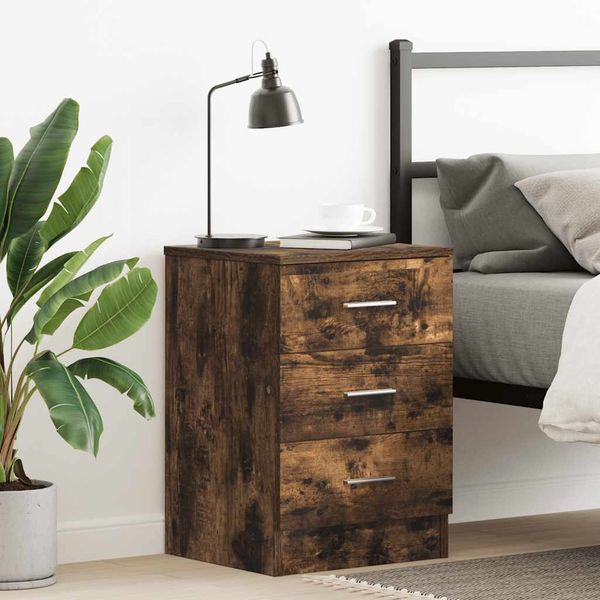 vidaXL Nočný stolík údený dub 38x35x56 cm spracované drevo