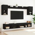 vidaXL 6-dielne TV nástenné skrinky s LED čierne kompozitné drevo