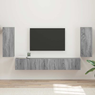 vidaXL Zostava TV skriniek 4 pcs Sivý Sonoma Kompozitné drevo