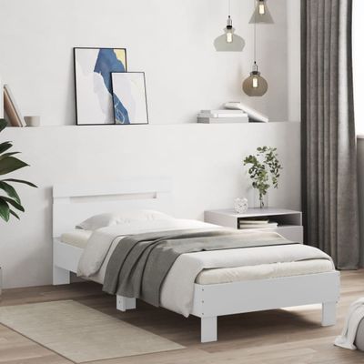 vidaXL Posteľný rám s čelom biely 90x190 cm kompozitné drevo
