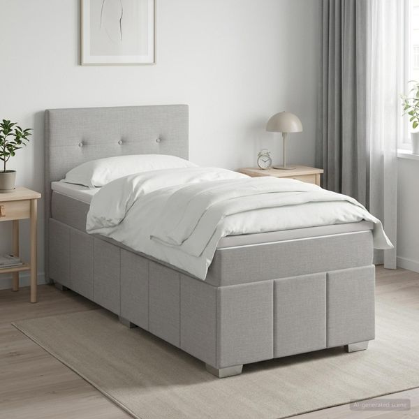 vidaXL Posteľ boxspring s matracom Svetlosivá 90 x 200 cm Látka