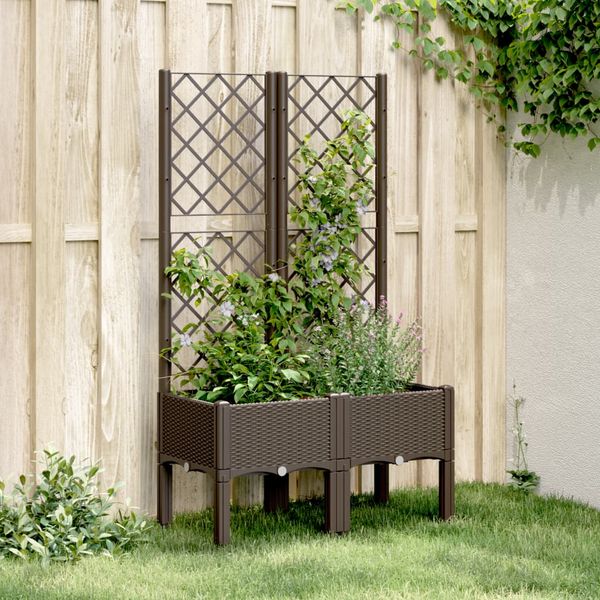 vidaXL Záhradný kvetináč s mriežkou hnedý 80x40x142 cm PP