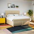 vidaXL Posteľný rám boxspring s matracom krémový 180x200 cm látka