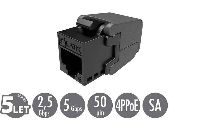Samorezný keystone Solarix CAT6 UTP SXKJ-6-UTP-BK-SA Component Level a 4PPoE certifikácia