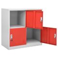 vidaXL Uzamykacie skrinky 5 ks bledosivé a červené 90x45x92,5 cm oceľové
