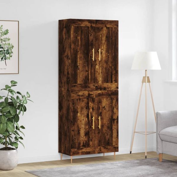 vidaXL Vysoká skrinka dymový dub 69,5x34x180 cm spracované drevo
