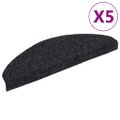 vidaXL Schodové rohože, samolepiace, 5 ks, 65x21x4 cm, čierne, polkruhové, veľké